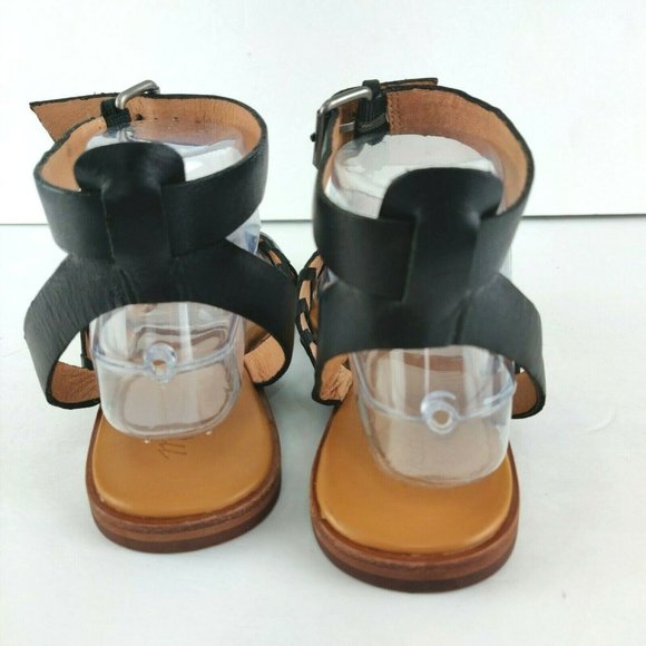 Madewell Cassia Black Leather Size 8 Criss Cross Ankle Strap Flat Sandals - Picture 8 of 11